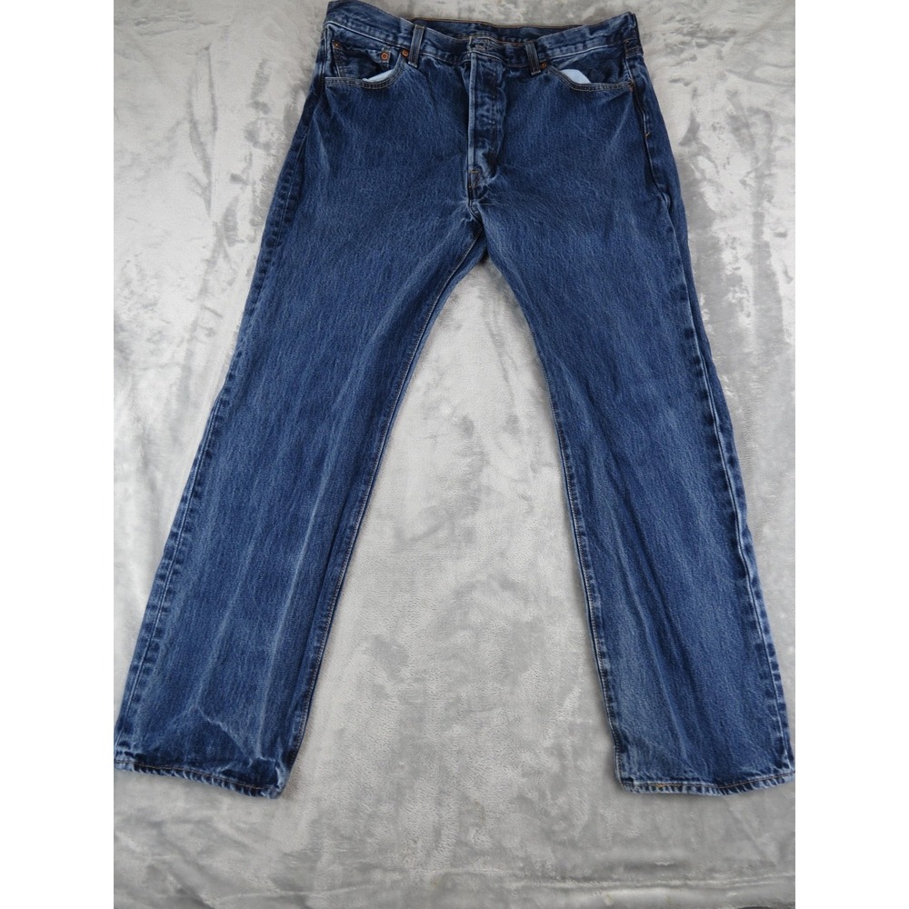 Levis 501 Jeans Mens‎ 36x30 Blue Button Fly Straight Leg Medium Wash 501-0115